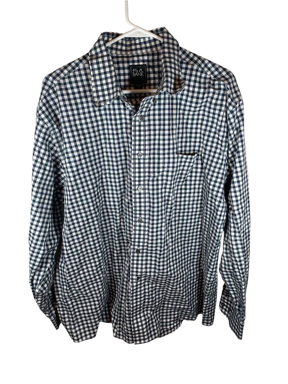 Jos. A. Bank Traveler Men's Gingham Button-Up Long Sleeve Dress Shirt